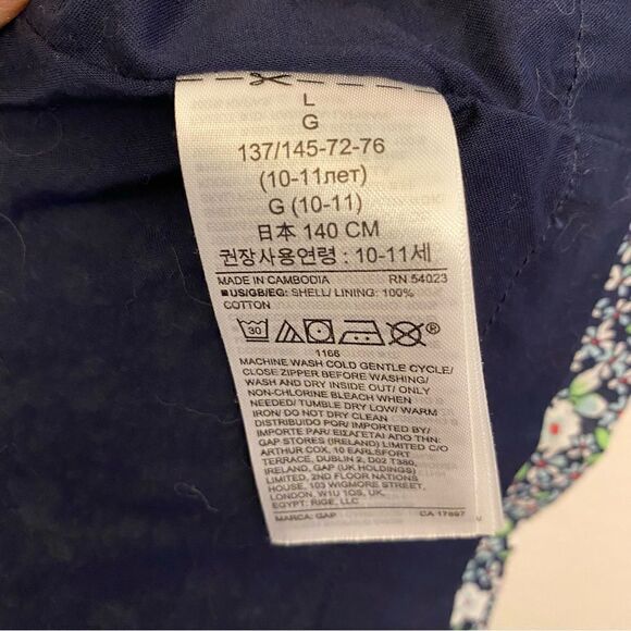 Gap kids girls navy blue tie shoulder floral skirted dress side zip L 10/11 - Picture 7 of 14